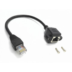 zdyCGTime 25,4 cm Cat6e réseau Ethernet RJ45 M/F blindé à vis Montage sur Panneau câble d'extension, Femelle blindée Ethernet RJ