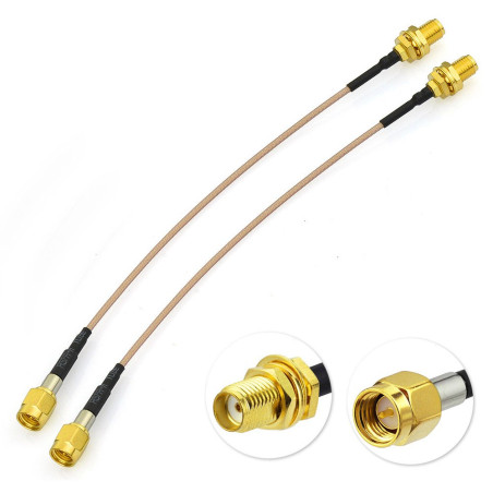 Eightwood Antenne 4G Extension Cable SMA Femelle à SMA Câble de Tresse Mâle RG178 15 cm 6 Pouces 2 pcs pour Antenne 4G SMA Anten