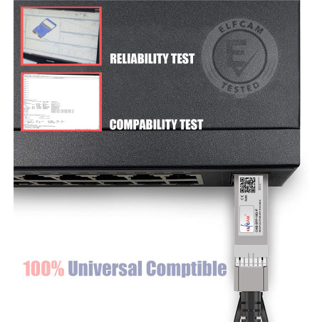 Elfcam® - 10Gb DAC Câble SFP+ à SFP+ 10Gb Câble à Attache Directe, Direct Attach Copper (DAC) Twinax Cable (1M)