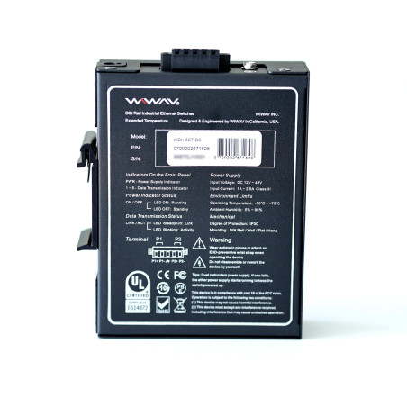 WIWAV WDH-5ET-DC 10/100Mbps Commutateurs Ethernet industriels 5 Ports Non gérés avec Rail DIN/Montage Mural (Authentification UL
