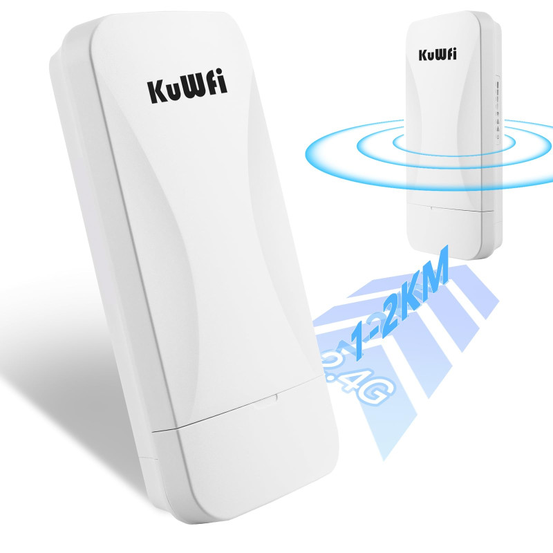 KuWFi 300Mbps Point d'accès WiFi Repeteur Antenne WiFi Exterieur, Antenne WiFi Longue Portée Pont WiFi Ethernet Haut Débit, 2.4G KuWFi 300Mbps Point d'accès WiFi Repeteur Antenne WiFi Exterieur, Antenne WiFi Longue Portée Pont WiFi Ethernet Haut Débit, 2.4G