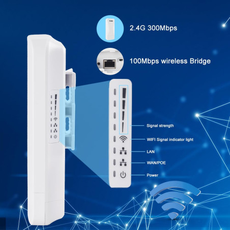 KuWFi 300Mbps Point d'accès WiFi Repeteur Antenne WiFi Exterieur, Antenne WiFi Longue Portée Pont WiFi Ethernet Haut Débit, 2.4G