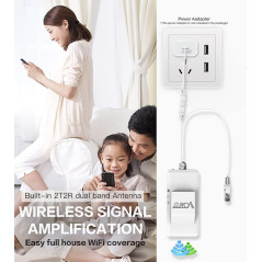 Vonets Extension WiFi 2023 AC1200 2,4 GHz/5 GHz double bande WiFi pont WiFi vers Ethernet/couverture plus large que jamais avec 