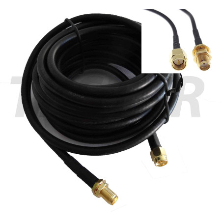 TK STAR Lot de 2 câbles d'antenne RG58 LTE 4G 5G de 10 m (Twin) - Câble d'extension pour routeur - Fiche SMA mâle femelle
