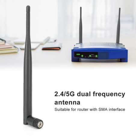 2 x Antenne WiFi 6DBI 2.4G 5G Double Bande, Câble d'Antenne Femelle SMA pour Réseau sans Fil, Extenseur de Portée sans Fil, Ante