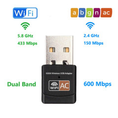 Realtek RTL8811CU USB WiFi Adaptateur 600Mbps 11AC Dual Band 5.8GHz 2.4GHz WiFi Dongle 802.11 a b g n AC pour Ordinateur De Bure