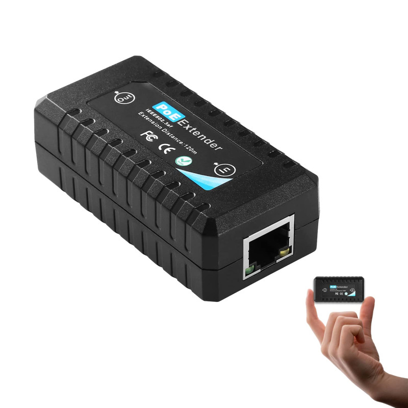 Rallonge PoE 10/100 Mbps 1 port avec entrée et sortie standard IEEE 802.3af pour caméra IP Extension de 100 mètres pour portée P Rallonge PoE 10/100 Mbps 1 port avec entrée et sortie standard IEEE 802.3af pour caméra IP Extension de 100 mètres pour portée P