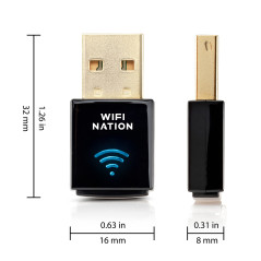 Adaptateur USB WiFi Nation® Mini 802.11ac AC600, chipset : Realtek RTL8811AU, Double Bande 2,4 GHz ou 5 GHz, Compatible Windows,