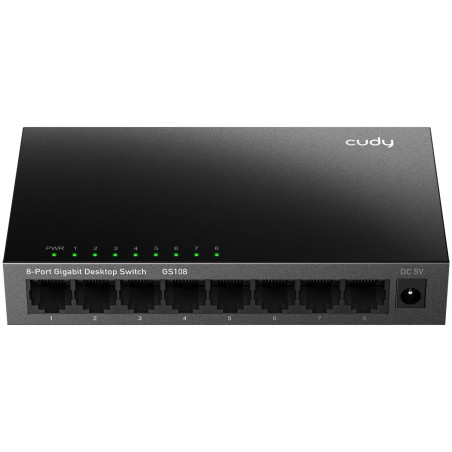 Cudy GS108 Switch Ethernet Gigabit 8 Ports – Bureau, Sans Ventilateur, Plug and Play, Boîtier Métallique Robuste