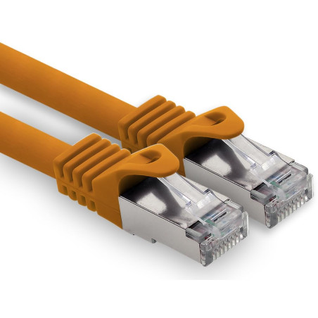 freiwerk 1,5 m - orange - 1 pièce câble réseau CAT.7 câble de raccordement Ethernet Lan S-FTP LSZH PIMF 10GB s prise RJ45 Cat6a