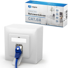 hb-digital 1 prise réseau CAT 6a à CAT 8 | Prise de données universelle EIA/TIA 568A&B 8P8C Gigabit Ethernet RAL9003 blanc