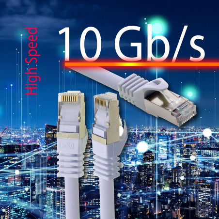 freiwerk 0,5 m - 5 couleurs 02 câble réseau CAT.7 câble de raccordement Ethernet Lan S-FTP LSZH PIMF 10GB s prise RJ45 Cat6a