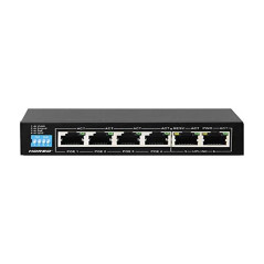 Hored AI106G - Smart Switch Poe Gigabit avec 6 ports, 4 ports Poe, 802.3af, 802.3at, 48 V, 60 W, transmission jusqu'à 250 mètres