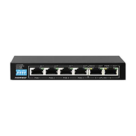 Hored AI106G - Smart Switch Poe Gigabit avec 6 ports, 4 ports Poe, 802.3af, 802.3at, 48 V, 60 W, transmission jusqu'à 250 mètres