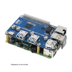 USB 3.2 Gen1 and Gigabit Ethernet HUB Hat for Raspberry Pi Series Board, 3X USB 3.2 Gen1, 1x Gigabit Ethernet,Plug & Play,Driver