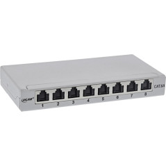 InLine® Panneau de Brassage Cat.6A 0,5HE 8 Compartiments pour Table/Mur/Rail de Chapeau avec Protection Anti-poussière Gris