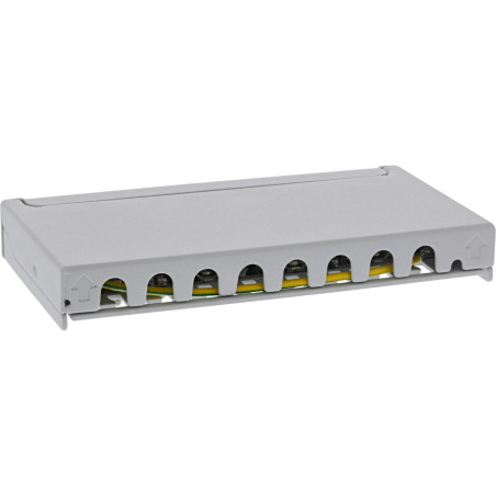 InLine® Panneau de Brassage Cat.6A 0,5HE 8 Compartiments pour Table/Mur/Rail de Chapeau avec Protection Anti-poussière Gris