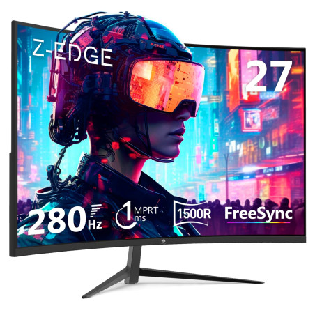 Z-Edge Ecran Pc Gamer Incurvé 27'' 280 Hz (DP×2), 1ms, FHD, FreeSync, Moniteur Gaming 16:9, Inclinaison Réglable, 4000:1, 240 Hz