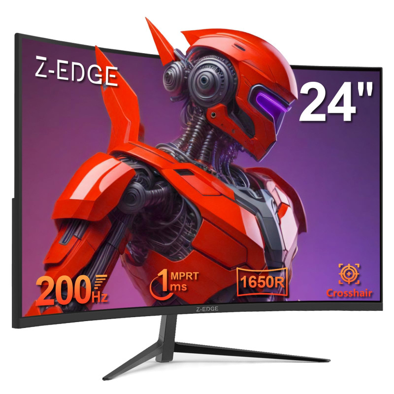 Z-Edge Ecran PC Gamer Incurvé 24'' 200 Hz/165 Hz/144 Hz, FHD(1920x1080), 1ms MPRT, FreeSync, Moniteur Gaming, 1650R VA, 300cd/m²