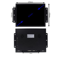 VSDISPLAY Moniteur Industriel Portable, écran Tactile LCD 12,1" 800x600 4:3 700nit, entrée vidéo VGA DVI, avec Deux Haut-parleur