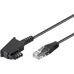 goobay Câble de Connexion TAE-F pour DSL/VDSL, Noir, 15m Longueur