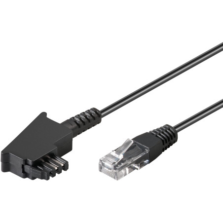 goobay Câble de Connexion TAE-F pour DSL/VDSL, Noir, 15m Longueur