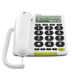 Doro PhoneEasy 312cs téléphone Filaire simplifié Larges Touches contrastées, Fonction Mains-Libres et mémoires directes (Blanc)