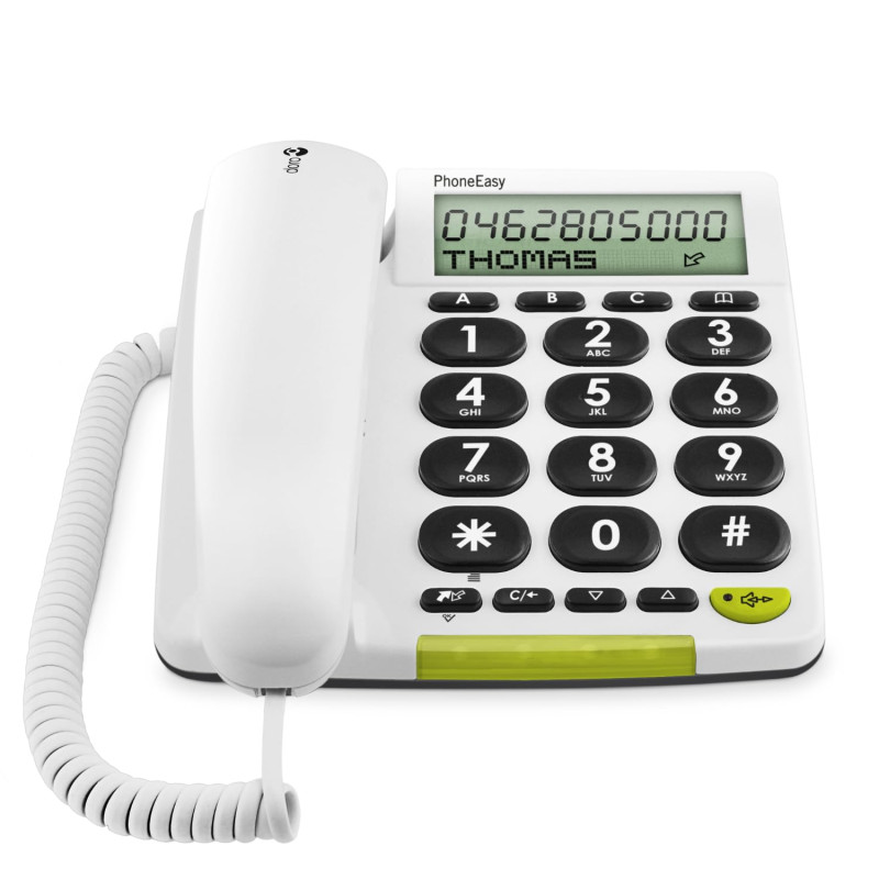 Doro PhoneEasy 312cs téléphone Filaire simplifié Larges Touches contrastées, Fonction Mains-Libres et mémoires directes (Blanc) Doro PhoneEasy 312cs téléphone Filaire simplifié Larges Touches contrastées, Fonction Mains-Libres et mémoires directes (Blanc)