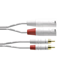 Cordial Câble audio XLR m-Cinch 3,0 m fiche Rean CFU 3 MC-SNOW - Câble Audio