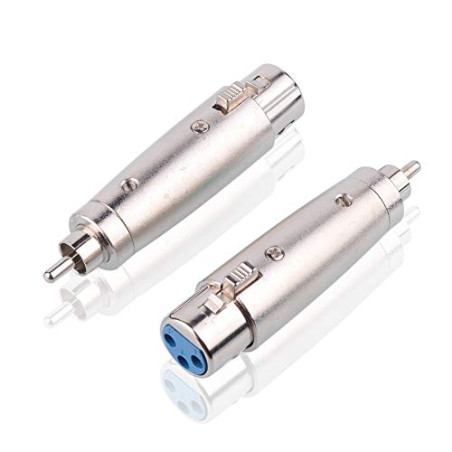 S SIENOC Placage de nickel RCA (M) à XLR (F) Adaptateur, RCA Masculin à XLR Femelle Connecteur métal Argent (RCA (M) - XLR (F),