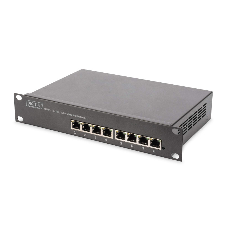 DIGITUS Commutateur réseau Gigabit Ethernet – 10 pouces – 8 ports – Unmanaged – fond de panier 16 Gbit/s – Auto MDI/MDI-X – noir DIGITUS Commutateur réseau Gigabit Ethernet – 10 pouces – 8 ports – Unmanaged – fond de panier 16 Gbit/s – Auto MDI/MDI-X – noir