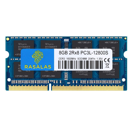 Rasalas 8GB PC3L-12800S RAM for Laptop: DDR3-1600mhz 2Rx8 1.35V 204-Pin CL11 Portable Mémoire RAM Module Upgrade