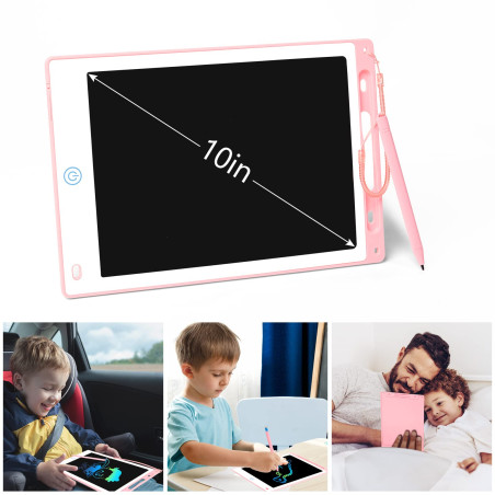 Vicloon Tablette d'écriture LCD Colorée,Tablette Dessin Enfant 10 Pouces avec Stylo Ardoise Magique Tableau Portable pour l'écri