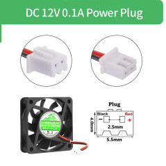 60 mm x 15 mm 6015 12V DC à roulement à billes ventilateur de refroidissement sans balais 2 broches