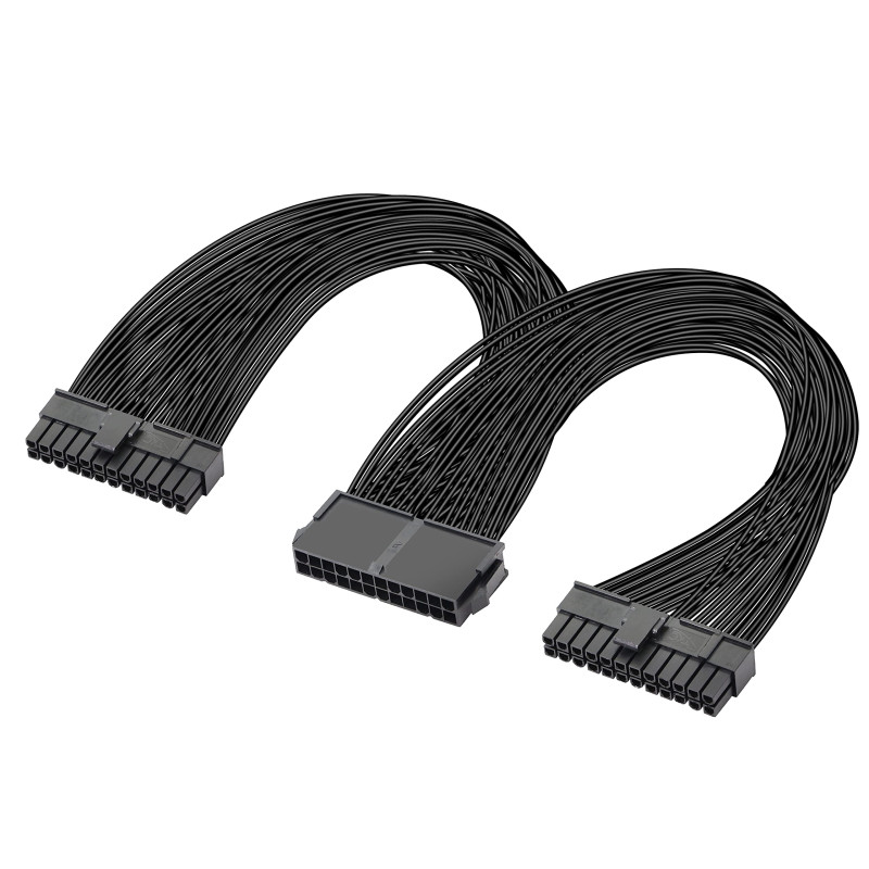 GELRHONR Double Alimentation PC 24 broches ATX câble adaptateur de carte mère, 24 broches (20 + 4) pour ATX câble d'extension de GELRHONR Double Alimentation PC 24 broches ATX câble adaptateur de carte mère, 24 broches (20 + 4) pour ATX câble d'extension de