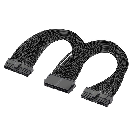 GELRHONR Double Alimentation PC 24 broches ATX câble adaptateur de carte mère, 24 broches (20 + 4) pour ATX câble d'extension de