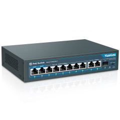 YuanLey 11 Ports Gigabit Switch PoE, 8 Ports PoE+ 1000Mbps, 2 Gigabit Uplink, 1 SFP Port, 120W 802.3af/at, Métal, Qos, Commutate