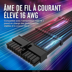 EZDIY-Fab Sleeved Cable - Rallonge de câble pour l'alimentation avec Manchon Extra-Large 24 Broches 8 Broches 6 pin 4+4 Broches