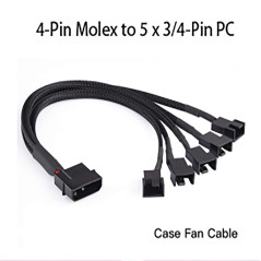 Molex 4 Broches vers 5 x 3 Broches / 4 Broches PMW 12V Câble Adaptateur d'alimentation du Ventilateur du boîtier du PC, 3 Broche