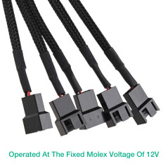 Molex 4 Broches vers 5 x 3 Broches / 4 Broches PMW 12V Câble Adaptateur d'alimentation du Ventilateur du boîtier du PC, 3 Broche