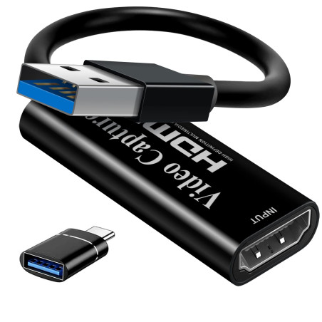 Carte d'acquisition vidéo Papeaso HDMI vers USB Carte de Capture, Carte aquisition Video hdmi, Capture Card Full HD 1080p, pour