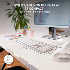 CHERRY KC 6000 Slim, Clavier au Design Ultra-Plat, Disposition française (AZERTY) Filaire (Port USB-A), Touches silencieuses, Ma