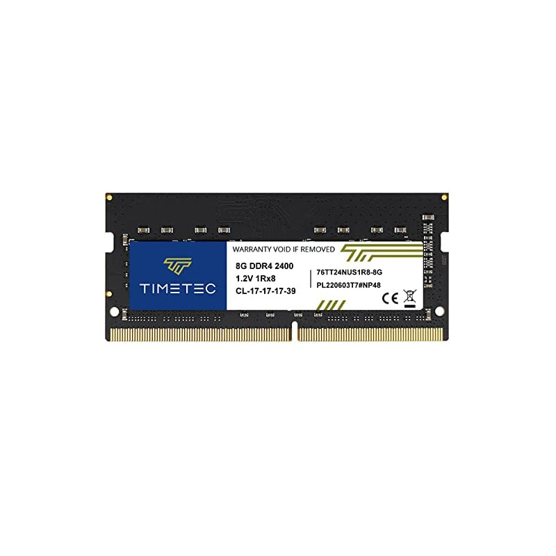 Timetec 8 Go DDR4 2400 MHz (PC4-2400T) PC4-19200 SODIMM – Non-ECC sans Tampon, 260 Broches, 1,2 V, CL17, Module de mémoire pour Timetec 8 Go DDR4 2400 MHz (PC4-2400T) PC4-19200 SODIMM – Non-ECC sans Tampon, 260 Broches, 1,2 V, CL17, Module de mémoire pour