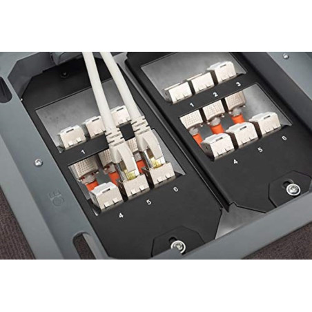 DIGITUS Support pour boîtier encastrable - Pour 6 modules Keystone - Compatible OBO Bettermann, Ackermann - Sortie à 45° - Métal