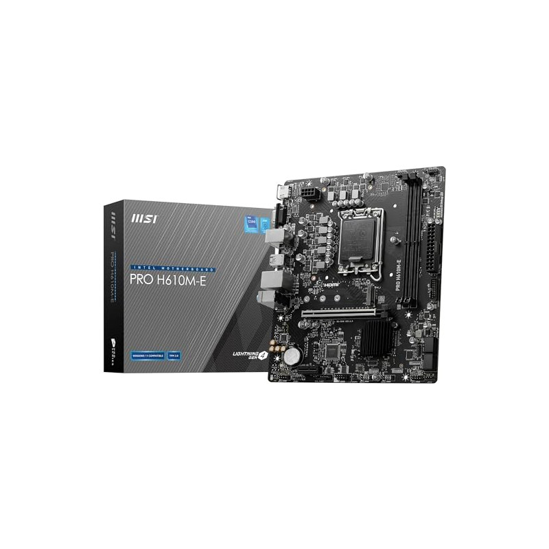 MSI Pro H610M-E Carte mère, Micro-ATX - pour processeur Intel de 14e, 13e et 12e gén., LGA 1700 - DDR5 Memory Boost 5600MHz/MAX, MSI Pro H610M-E Carte mère, Micro-ATX - pour processeur Intel de 14e, 13e et 12e gén., LGA 1700 - DDR5 Memory Boost 5600MHz/MAX,