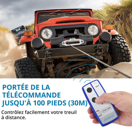 AUTOUTLET 2PCS Télécommande de Treuil sans Fil 12V Robuste Portée à Distance 100''/ 30m avec Voyant Lumineux pour Jeep ATV SUV
