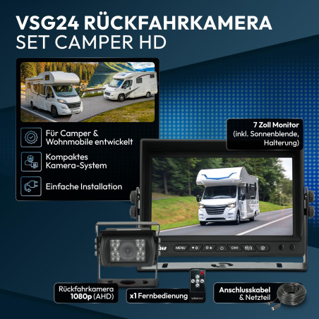 VSG Système de recul Haute définition 720p / Haute définition / 12-24 V / 120° & IP67 / très Grande robustesse / 3 entrées vidéo