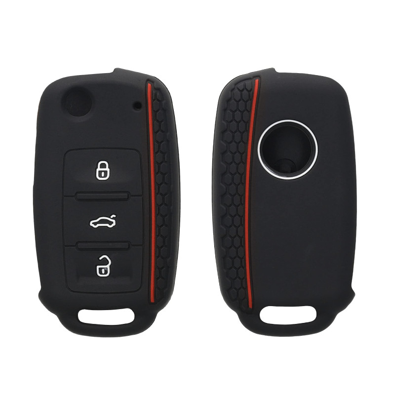 kwmobile Coque clé de Voiture Compatible avec VW Skoda Seat 3-Bouton Accessoire clé Voiture - Protection étui Souple en Silicone