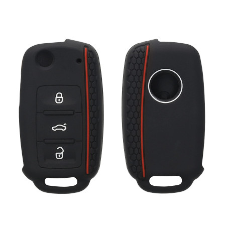 kwmobile Coque clé de Voiture Compatible avec VW Skoda Seat 3-Bouton Accessoire clé Voiture - Protection étui Souple en Silicone