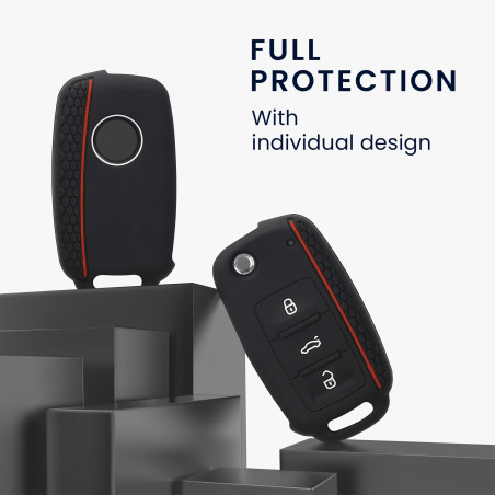 kwmobile Coque clé de Voiture Compatible avec VW Skoda Seat 3-Bouton Accessoire clé Voiture - Protection étui Souple en Silicone